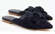 J. CREW Microsuede Bow Mule Size 9.5 9H Navy Blue NEW Preppy Casual Workwear