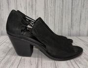 Womens Size 8 Eileen Fisher Nikki Peep Toe Suede Heels Black EUC