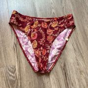 Summersalt High Waisted Burgundy Floral Print Bikini Bottom Size 6