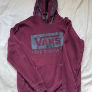 Burgundy vans hoodie with black lettering