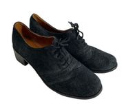 Elizabeth and James Shoe Womens Size 8.5 Oxford Heeled Lace Up Black Suede