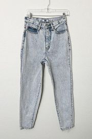 [Vintage] 80s Jordache High Waisted Tapered Leg Acid Wash Jeans Lace Heart Sz 28