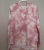 NWT Melloday Pink and White Tie Dye Hooded Size M