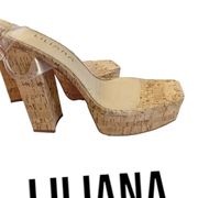 Liliana open toe Natural Clear Heels size 5.5 EUC