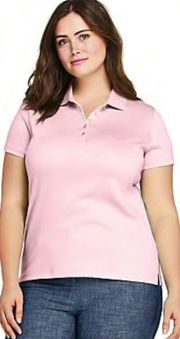 LANDS END Light Baby Pink Polo Collared Short Sleeve Shirt NEW