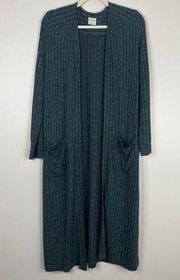 Soma Ribbed Knit Longline Long Sleeve Cardigan Loungewear Stretchy Comfy Sweater