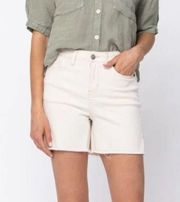 Judy Blue “sweet as Honey” cream off white cutoff Jean denim shorts modest