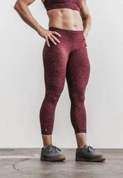 NOBULL Plush Heather High Rise 7/8 Leggings Wine Leopard Red