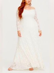 NWT  Sweetheart Lace Long Sleeve Off Shoulder Wedding Gown Plus Size 16