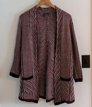 Modcloth Red & Tan Patterned Cardigan Sweater