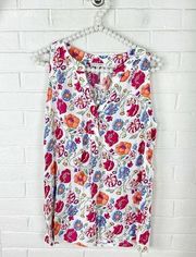 NWT Anne Carson Vibrant Colorful Floral Print Tank Top Size M