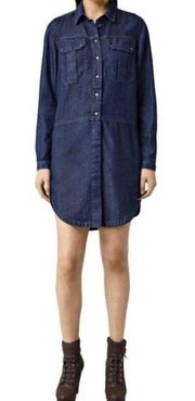 AllSaints Women’s Denise Louise Military Denim Shirt Dress size 0