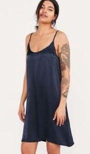 Obey Navy Embroidered Plunge Slip Dress S