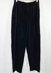 Vintage Ellen Tracy Black Velour 100% Cotton High-Waisted Pants Women's Size 28