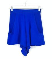 Naven Shorts Womens Size Small Fluid Loose Fit High Waist Cobalt Blue Pockets