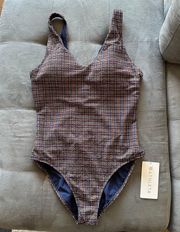 seersucker v neck one piece swimsuit size medium