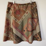 Coldwater Creek Skirt Large Twill Woven Southwest‎ Western Geo Print Yellowstone