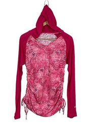 KUHL Hooded Shirt Womens Large Pink Scrunch Side Long Sleeve Hiking Outdoor Top