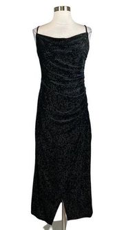 Laundry by Shelli Segal Women's Cocktail Dress Size 8 Black Velvet Midi