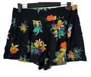 Obey Propaganda Women’s Black Floral Tropical Pull On Shorts Size Medium