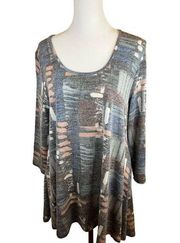 Aryeh Women's Multicolor Print Knit 3/4 Sleeve Casual Tunic Size M