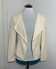 Derek Lam 10 Crosby cream raw edge open front blazer size 8