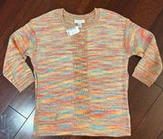 NWT Christopher & Banks Women’s Sweater Rainbow Knit 3/4 Sleeve Size S