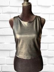 Olive & Oak Faux Leather Black Crop Top Size Small