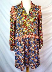 CODE x Mode Multicolor floral peasant babydoll dress sz XS