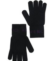 Logo Cuff Wool Gloves black and purple