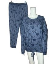 Harry Potter Wizarding World Women’s 2-Piece Pajama Set Navy Blue Black Print L