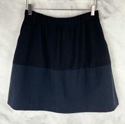 Vince 2 Tone Flared Mini Skirt Colorblock Navy Blue Academia Minimalist Preppy S