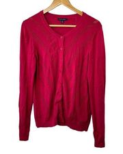 Tommy Hilfiger Red Lightweight Button Up Cardigan Sweater Women's Medium