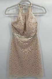 teeze me Cream Colored Lace Halter Pencil Dress Dress Size 5