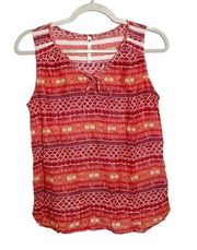 Kuhl Top Sleeveless Silk Blend Printed Tank Red Size Small