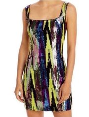 Aqua Sequin Multi-colored Body-con Dress
(Size XS)