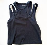 Abercrombie & Fitch  Cut Out Crop Ribbed Black Tank Top