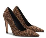 NEW GOOD AMERICAN The Icon Pointed Toe Pump In Pale Leopard