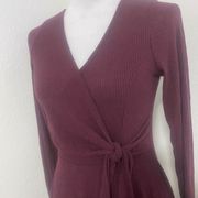 Anthropology  Women’s Rib Knit Wrap Mini  Dress Color Maroon Size Medium