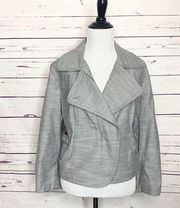 Apostrophe Petite Grey Moto Style Zip Up Jacket Blazer Size 14P