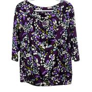 AB Studio Women's Multicolor Abstract Print Pullover Top Blouse Size M Purple