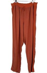 Flax Straight Legs Pant Women's Size L Rust 100% Linen Solid Comfort Lagenlook