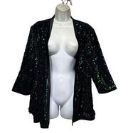 allegra K black sequins open front cardigan Size XL