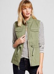 Merona Green Full Zip Military Vest 100% Cotton Women’s Size Large