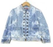 Flying Tomato Railroad Stripe Bleach Denim Jacket