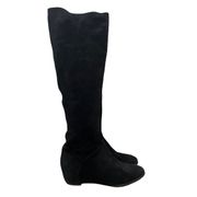 Pelle Moda Black Suede Leather Knee High Hidden Wedge Boot 7