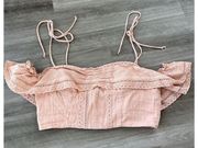 Storia Pink Off The Shoulder Crop Top Size M Boho Hippie Festival Ruffle