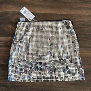 Mango Sequin Silver Skirt