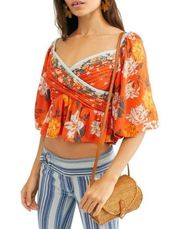 Free People Mirabella Floral Wrap Front Blouse