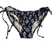 Eberjey Swim Bottoms Womens Large Kate Marbu Tribal Block Blue Bikini Swim Tie